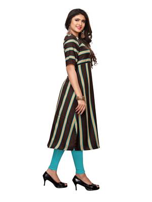 Brown Printed Rayon Straight Kurti 3