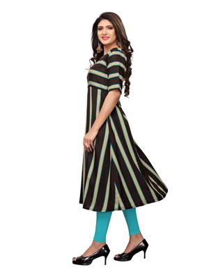 Brown Printed Rayon Straight Kurti 4