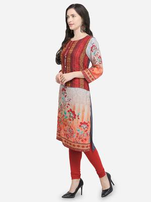 Maroon printed rayon kurtas-and-kurtis 2