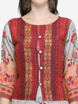 Maroon printed rayon kurtas-and-kurtis 4