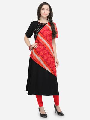 Black printed rayon kurtas-and-kurtis 1