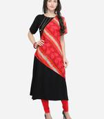 Black printed rayon kurtas-and-kurtis