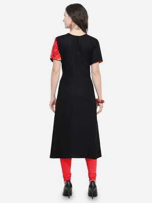 Black printed rayon kurtas-and-kurtis 3