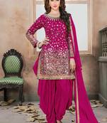 Pink mirror taffeta salwar with dupatta