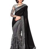 Black embroidered lycra saree with blouse