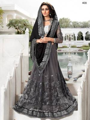 Black embroidered lycra saree with blouse 3