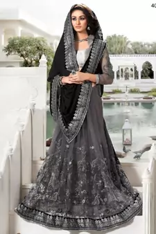 Black embroidered lycra saree with blouse