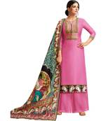 Pink Chanderi Silk Women's Palazzo Suit With Digital Printed Dupatta