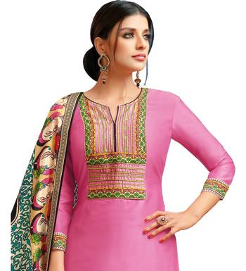 Pink Chanderi Silk Women's Palazzo Suit With Digital Printed Dupatta 2