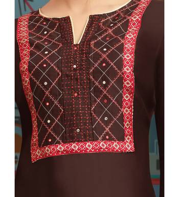 Brown Chanderi Silk Women's Palazzo Suit With Digital Printed Dupatta 4