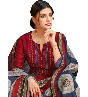 Maroon & Blue Chanderi Silk Women's Palazzo Suit With Digital Printed Dupatta 2