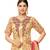Beige Heavy Embroidered Oragnza Women's Semi-Stitched Straight Pant Suit