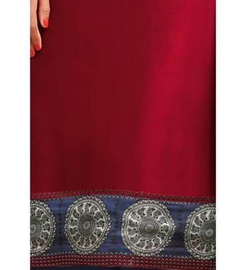 Maroon & Blue Chanderi Silk Women's Palazzo Suit With Digital Printed Dupatta 6
