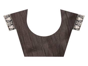 Brown embroidered faux georgette saree with blouse 4
