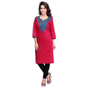 Pink embroidered cotton cotton-kurtis 1