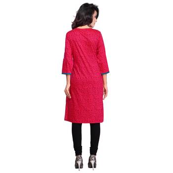 Pink embroidered cotton cotton-kurtis 2