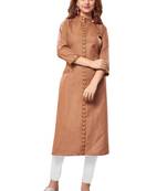 Brown Printed Rayon Ethnic Kurti 