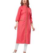 Peach Printed Rayon Ethnic Kurti 