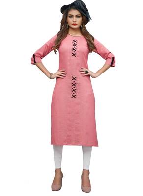 Peach Printed Rayon Ethnic Kurti  1
