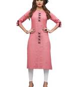 Peach Printed Rayon Ethnic Kurti 