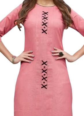 Peach Printed Rayon Ethnic Kurti  2
