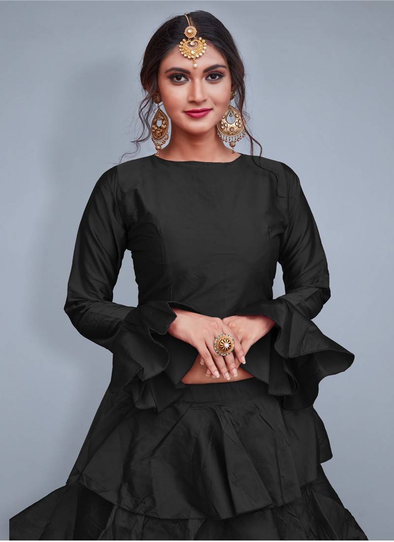 plain black lehenga