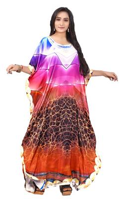 Multicolor Printed Satin Islamic-Kaftans 1