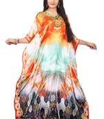 Multicolor Printed Satin Islamic-Kaftans