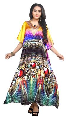Multicolor Printed Satin Islamic-Kaftans 1