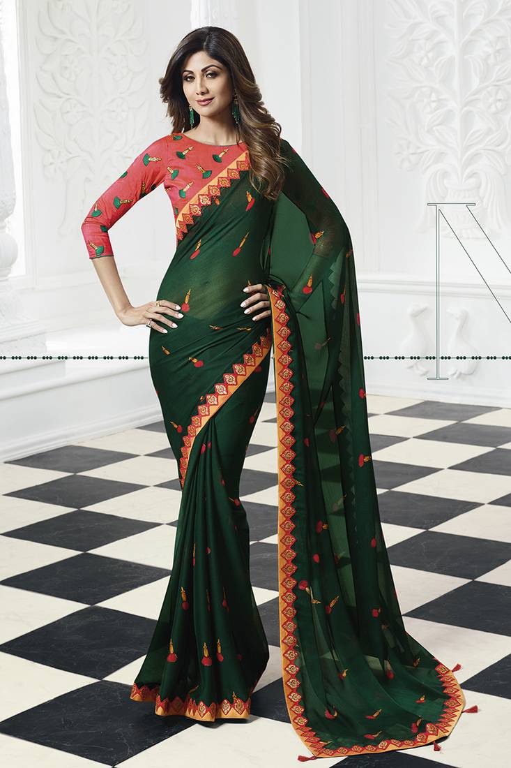 dark green chiffon blouse