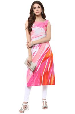 Janasya Pink printed crepe kurti 1