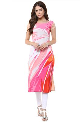 Janasya Pink printed crepe kurti 2