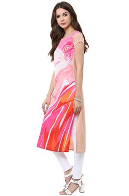 Janasya Pink printed crepe kurti 4