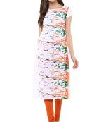 Janasya White printed crepe kurti