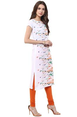 Janasya White printed crepe kurti 4