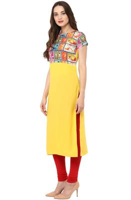 Janasya Yellow printed crepe kurti 2