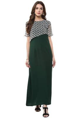 Janasya Green printed crepe kurti 1