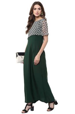Janasya Green printed crepe kurti 2