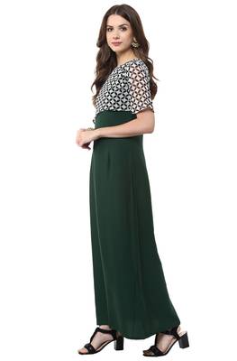 Janasya Green printed crepe kurti 3