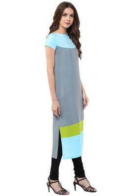 Janasya Multicolor printed crepe kurti 4