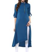 Blue printed crepe kurti