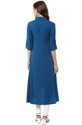 Blue printed crepe kurti 3