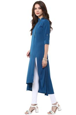 Blue printed crepe kurti 4