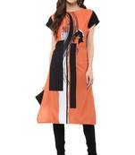 Janasya Orange printed crepe kurti