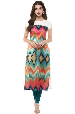 Janasya Multicolor printed crepe kurti 2