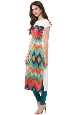 Janasya Multicolor printed crepe kurti 4