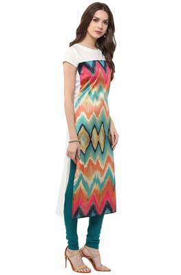 Janasya Multicolor printed crepe kurti 5