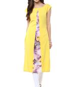 Janasya Yellow printed crepe kurti