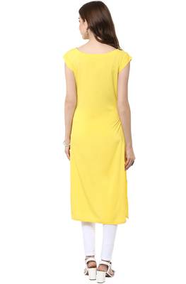 Janasya Yellow printed crepe kurti 3