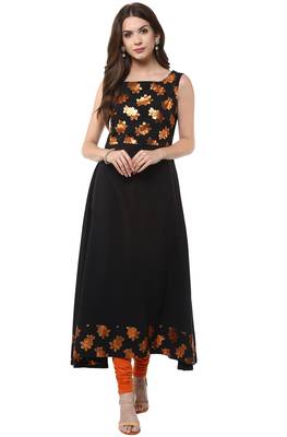 Janasya Black printed crepe kurti 1